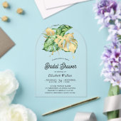 Gold Monstera Tropical Palm Bridal Shower アクリル招待状 (インサイチュ (ウェディング))
