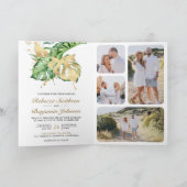 Gold Monstera Tropical Palm QR Code Wedding 招待状 (内部)