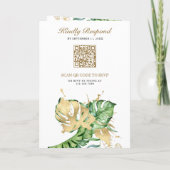 Gold Monstera Tropical Palm QR Code Wedding 招待状 (裏面)