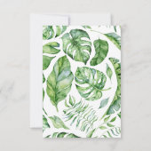 Gold Monstera Tropical Palm Wedding 出欠カード (裏面)