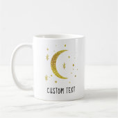Gold Moon & Stars Custom Text Celestial  コーヒーマグカップ (左)