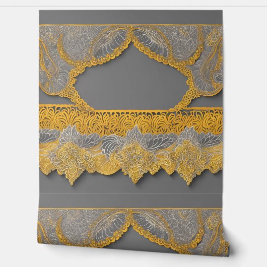 Gold Moroccan Arch Pattern – Luxe Gray AI art  壁紙 (ほどく)