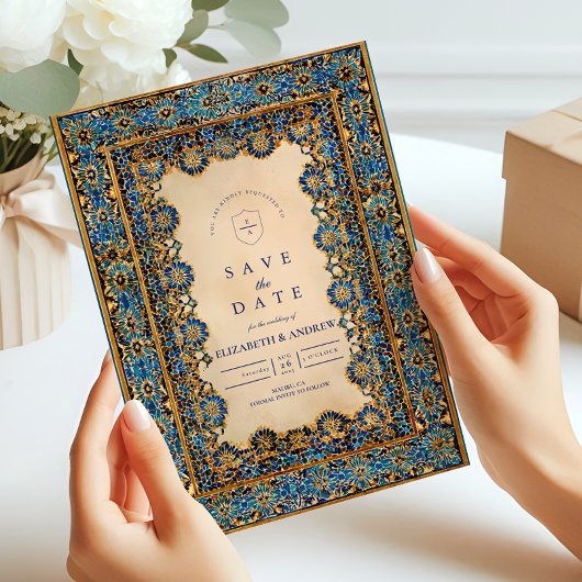 Gold Mosaic Islamic Wedding セーブザデート