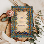 Gold Mosaic Islamic Wedding 出欠カード
