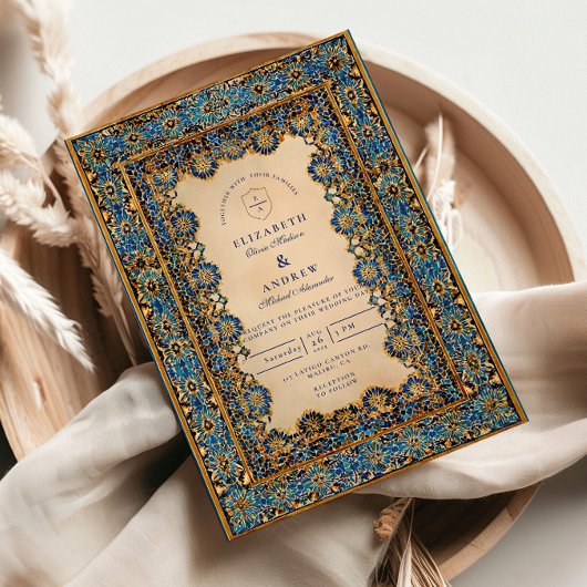Gold Mosaic Islamic Wedding 招待状