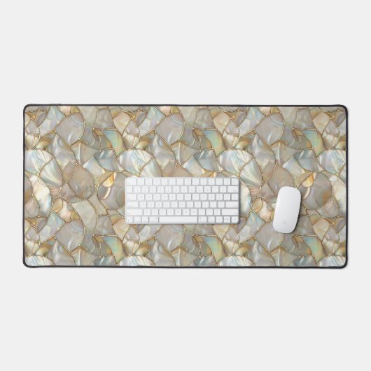 Gold Mosaic Style Mother of Pearl デスクマット (キーボード&マウス)