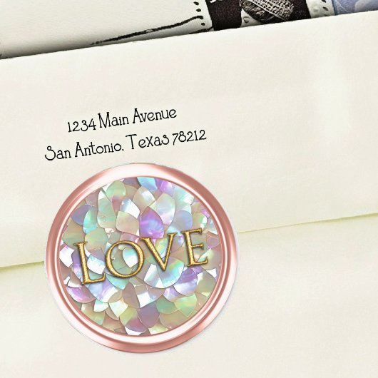 Gold Mother of Pearl Envelope Seal Love ラウンドシール