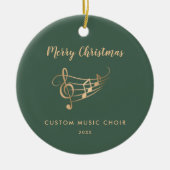 Gold Music Notes Choir Ensemble Elegant Christmas セラミックオーナメント (正面)