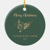 Gold Music Notes Choir Ensemble Elegant Christmas セラミックオーナメント (裏面)