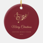 Gold Music Notes Elegant Script Christmas セラミックオーナメント (裏面)