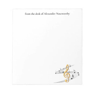 Gold Music Treble Clef Personalized ノートパッド