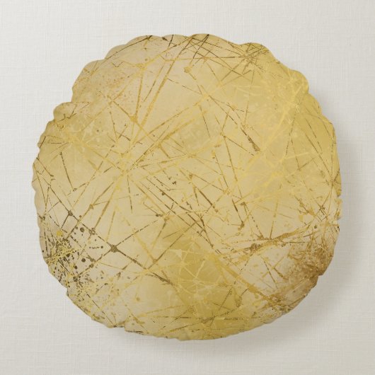 Gold Mustard Yellow Pattern, Modern, Luxury ラウンドクッション (正面)