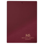 Gold Name Text Monogram Monogrammed Template Red クリップボード (裏面)
