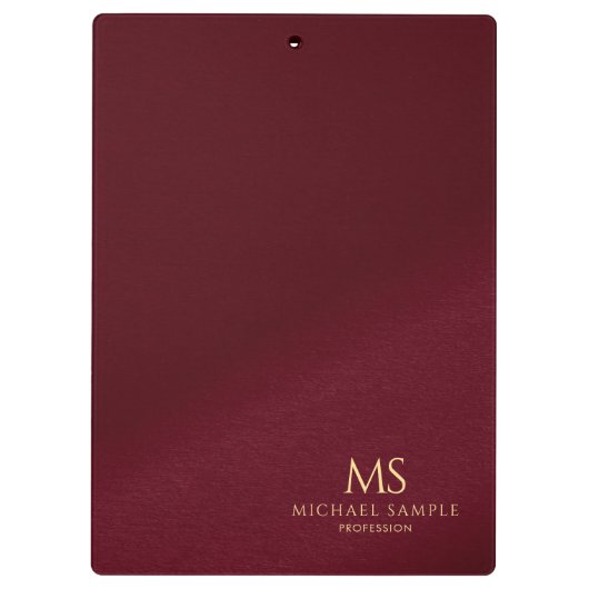 Gold Name Text Monogram Monogrammed Template Red クリップボード (裏面)