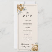 Gold Natural Rustic Floral Wedding Program Menu 招待状 (裏面)