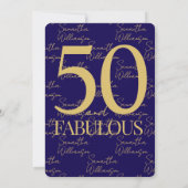 Gold Navy 50 and Fabulous | 50th Birthday Simple 招待状 (裏面)