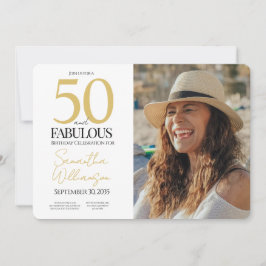 Gold & Navy | 50th Elegant Fabulous Birthday Party 招待状