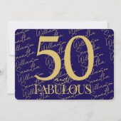 Gold & Navy | 50th Fabulous Photo Birthday Party 招待状 (裏面)
