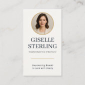 Gold & Navy Blue Photo QR Code 名刺 (正面)