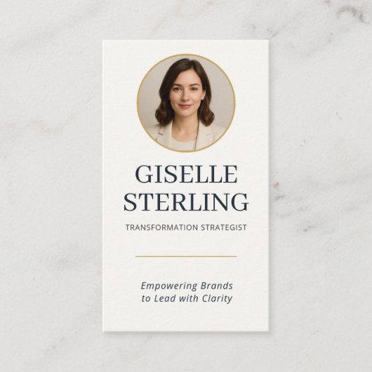 Gold & Navy Blue Photo QR Code 名刺 (正面)