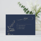 Gold & Navy Wedding RSVP Card (スタンド正面)