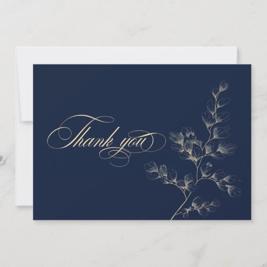 Gold & Navy Wedding Thank You Card サンキューカード (正面)