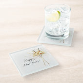 Gold New Year's Eve Day Celebration Sparklers ガラスコースター (アングル)