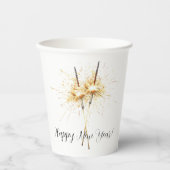Gold New Year's Eve Day Celebration Sparklers 紙コップ (正面)
