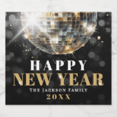 Gold New Year's Party スパークリングワインラベル (シングルラベル)