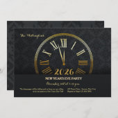 Gold New Year's Party Invitation (2) 招待状 (正面/裏面)