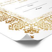 Gold Nikkah Certificate for Muslim Islamic Wedding ポスター (角)