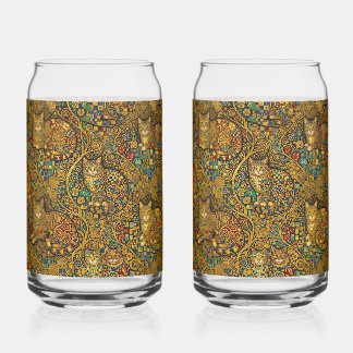 Gold Nouveau Style Cats ガラス缶