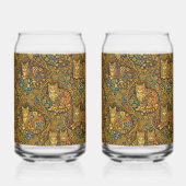Gold Nouveau Style Cats ガラス缶 (左)