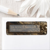 Gold Nugget Obsidian Marble Return Address ラベル (インサイチュ)