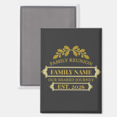 Gold Oak Leaf Family Reunion Custom Name and Year マグネット (正面/裏面)