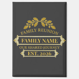 Gold Oak Leaf Family Reunion Custom Name and Year マグネット