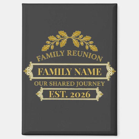 Gold Oak Leaf Family Reunion Custom Name and Year マグネット (正面)