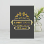 Gold Oak Leaf Family Reunion Custom Name and Year 招待状 (スタンド正面)