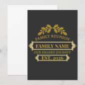 Gold Oak Leaf Family Reunion Custom Name and Year 招待状 (正面/裏面)