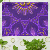 Gold OM Purple Goa Flame Home Decor キッチンタオル (折り畳み)
