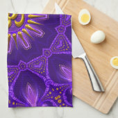 Gold OM Purple Goa Flame Home Decor キッチンタオル (四つ折り)