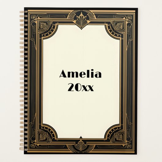 Gold on Black Art Deco Classic プランナー手帳 (正面)