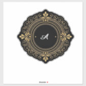 Gold On Black Circular Ornate Frame シール (シート)
