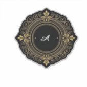 Gold On Black Circular Ornate Frame シール (正面)