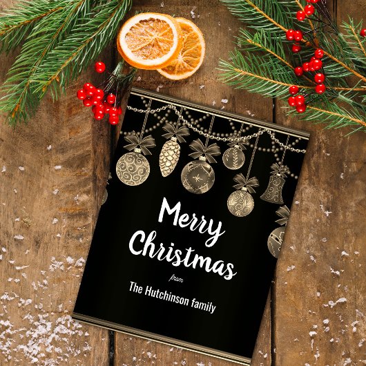 Gold on Black Elegance Christmas Postcard ポストカード