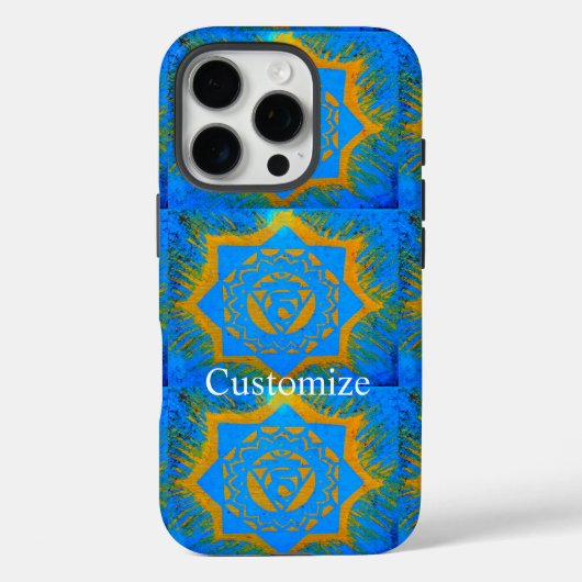 gold on blue tantric symbol Case-Mate iPhoneケース (裏面)