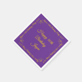 Gold on Royal Purple Birthday Party スタンダードカクテルナプキン (角)
