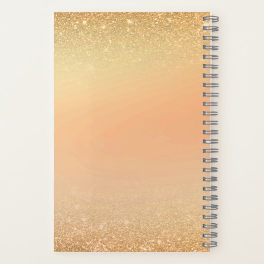 Gold & Orange Notebook with Sparkle Glam Aesthetic ノートブック (裏面)