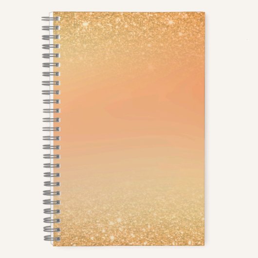 Gold & Orange Notebook with Sparkle Glam Aesthetic ノートブック (正面)