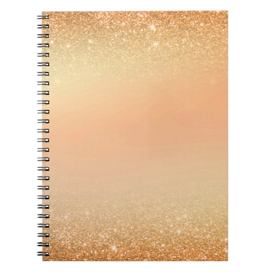 Gold & Orange Notebook with Sparkle Glam Aesthetic ノートブック (正面)
